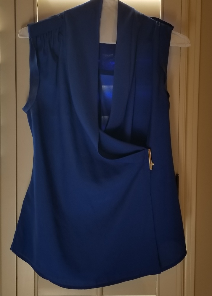 Royal blue faux wrap top